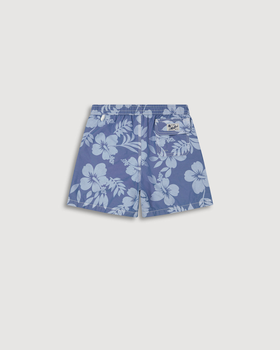 Achille Boy's Denim Blue Printed Swim Trunks - Image alternative