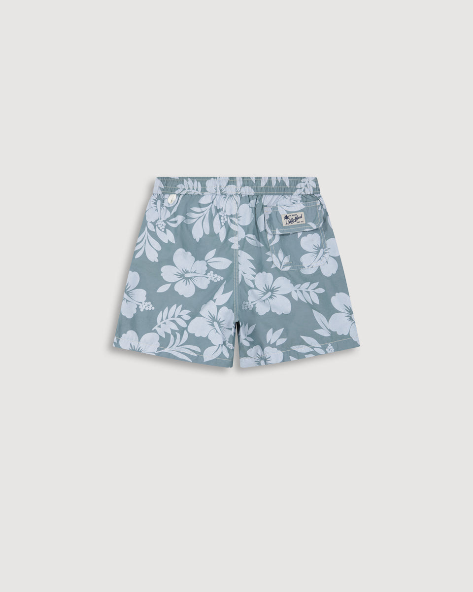 Achille Boy's Celadon Green Printed Swim Trunks - Image alternative