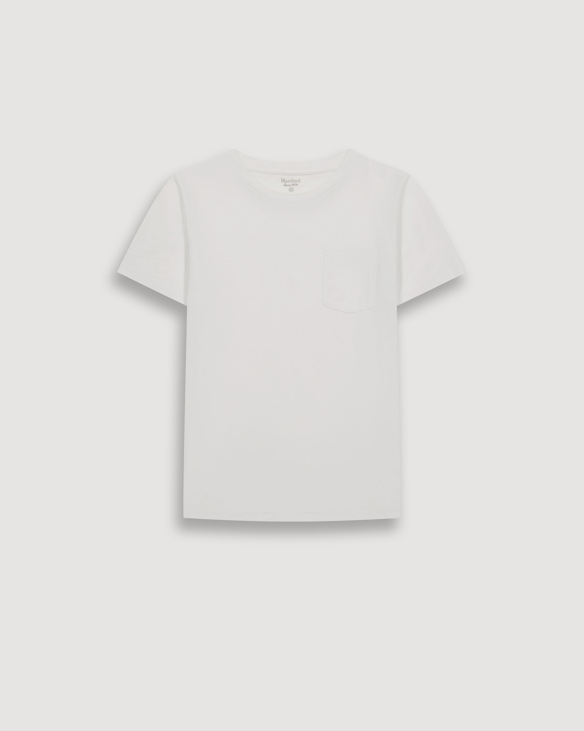 Tee-Shirt Garçon en Coton Slub Blanc Pocket