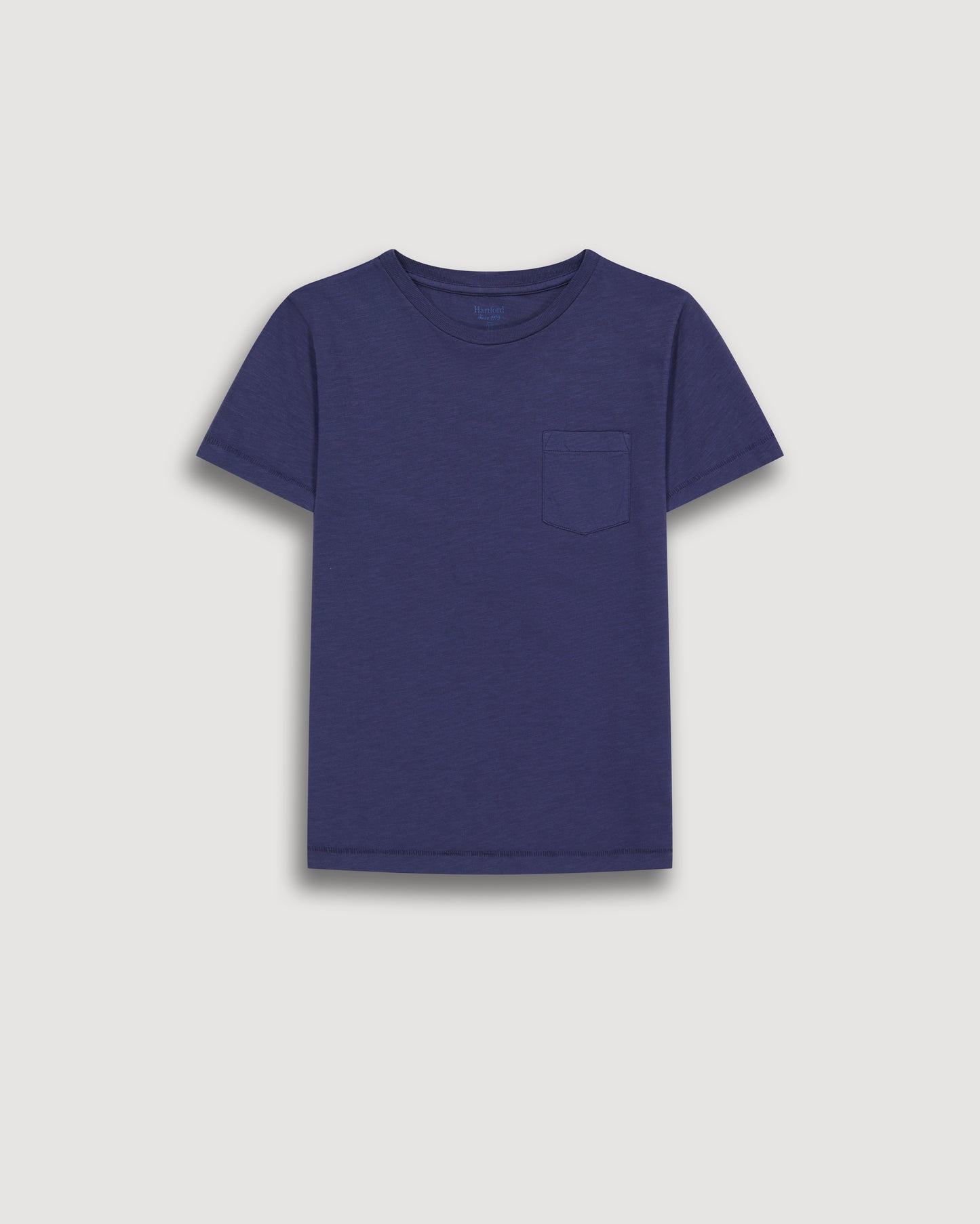 Tee-Shirt Garçon en Coton Slub Bleu Marine Pocket