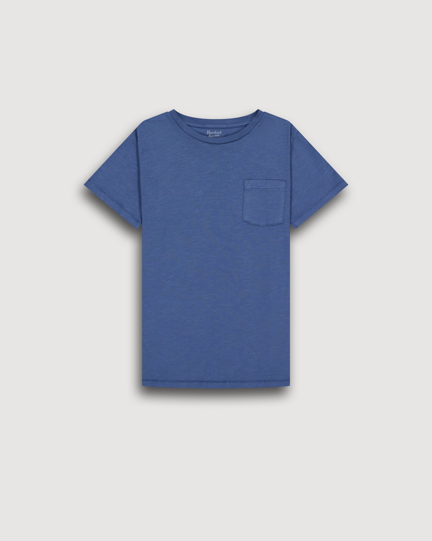 Tee-Shirt Garçon en Coton Slub Bleu Cobalt Pocket