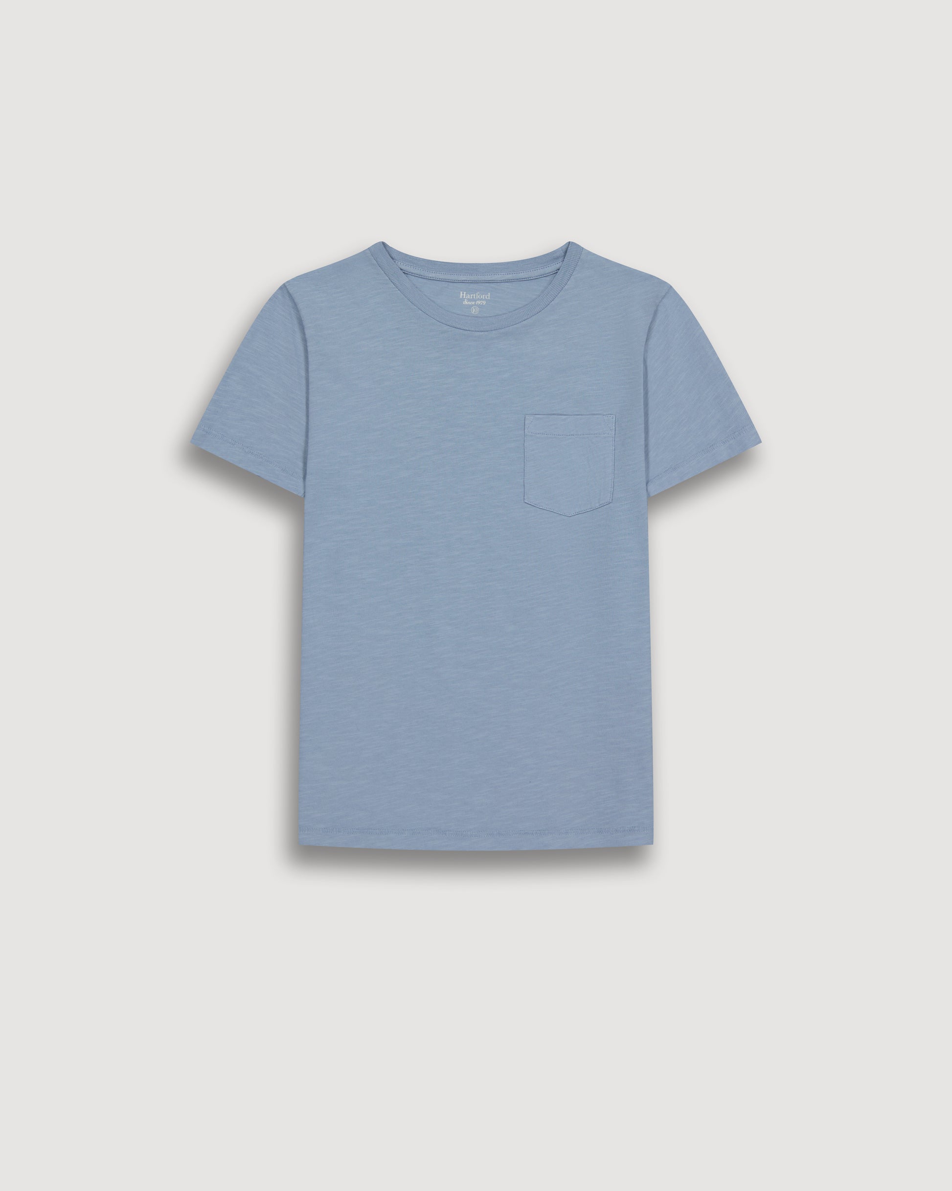 Tee-Shirt Garçon en Coton Slub Bleu Pocket