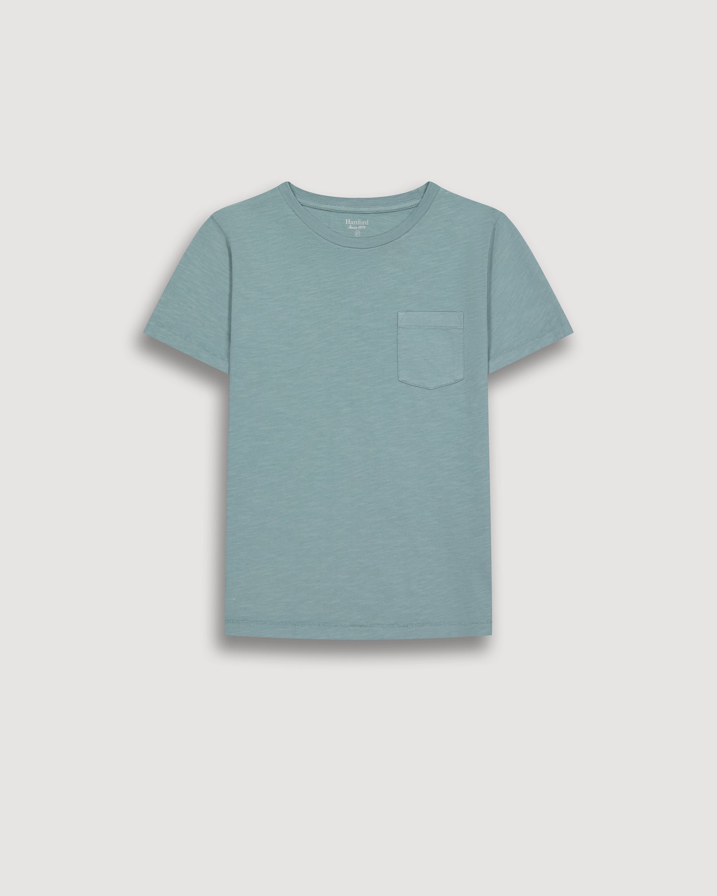 Tee-Shirt Garçon en Coton Slub Vert Celadon Pocket