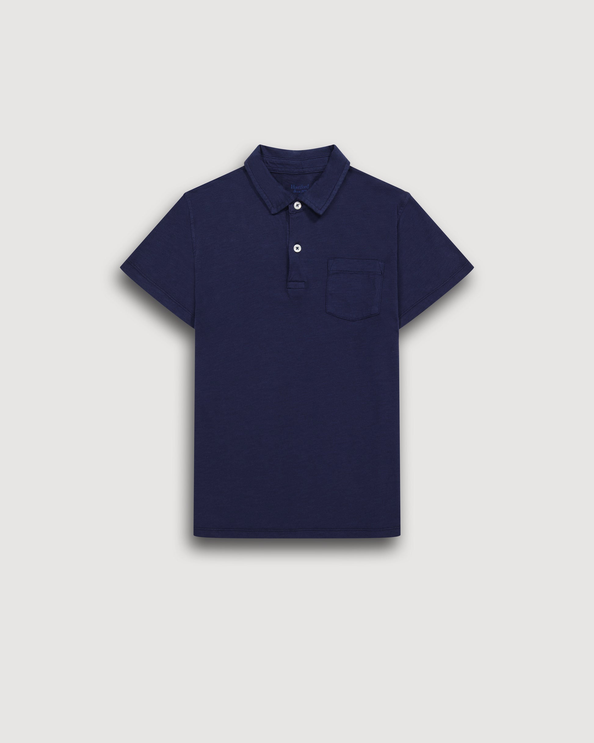 Polo Garçon en Coton Slub Bleu Marine