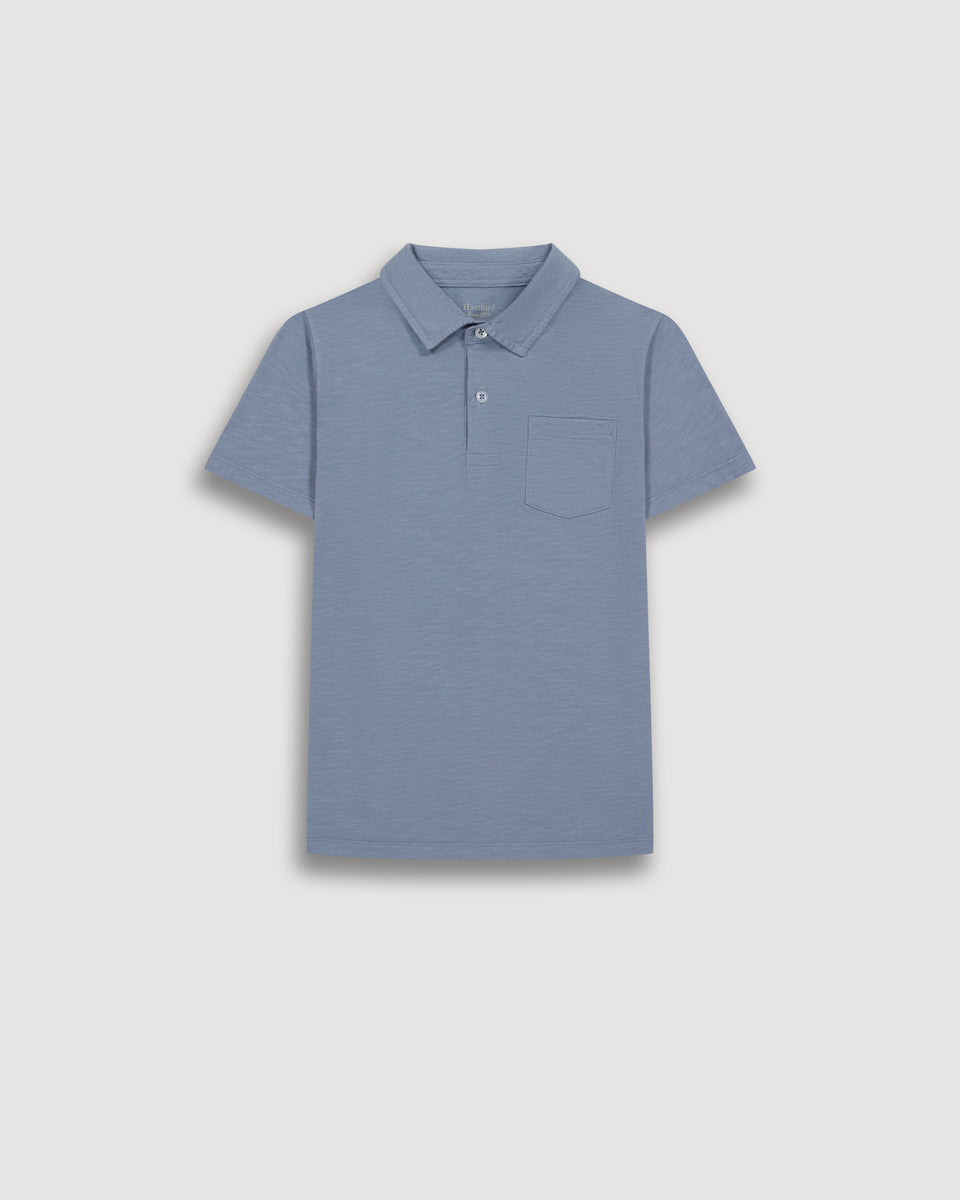 Boy's Blue Slub Jersey Polo - Image principale