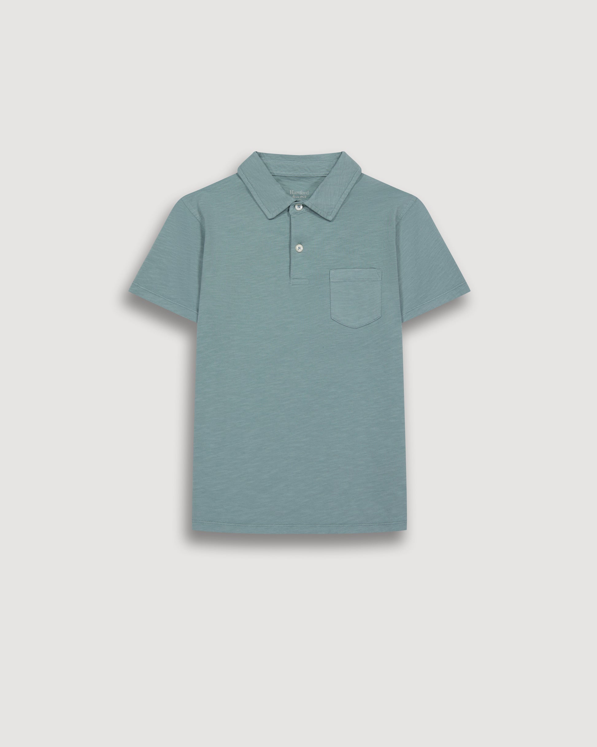 Polo Garçon en Coton Slub Vert Celadon