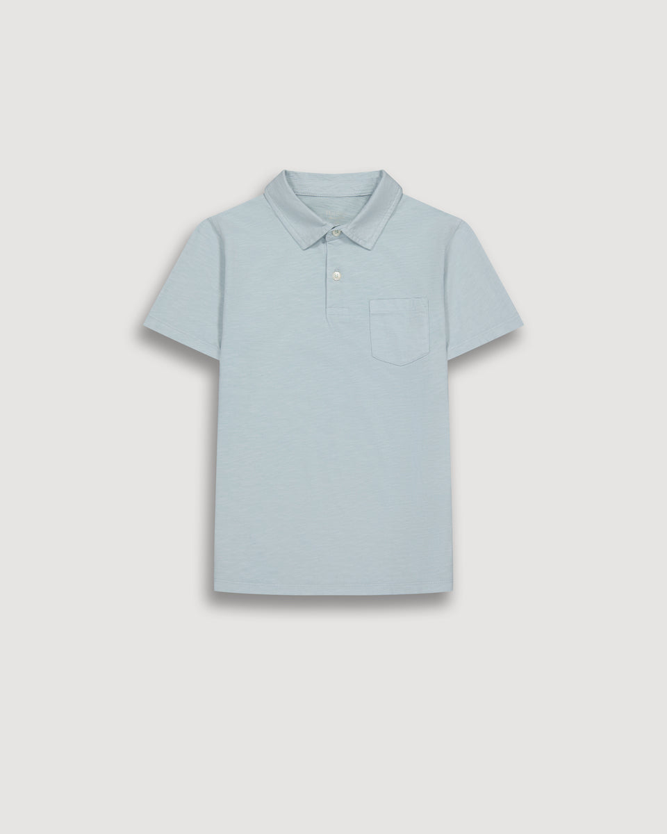 Polo Garçon en Coton Slub Vert de Gris - Image principale