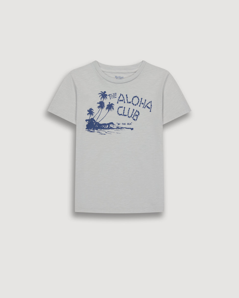 Boy's Grey “Aloha” Printed Cotton Jersey T-shirt - Image principale