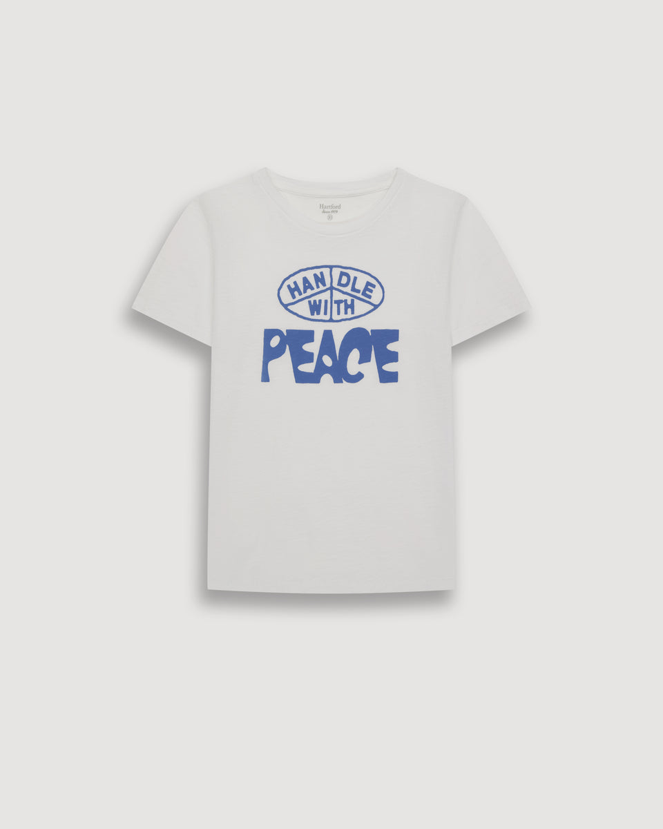 Boy's White “Peace” Printed Cotton Jersey T-shirt - Image principale