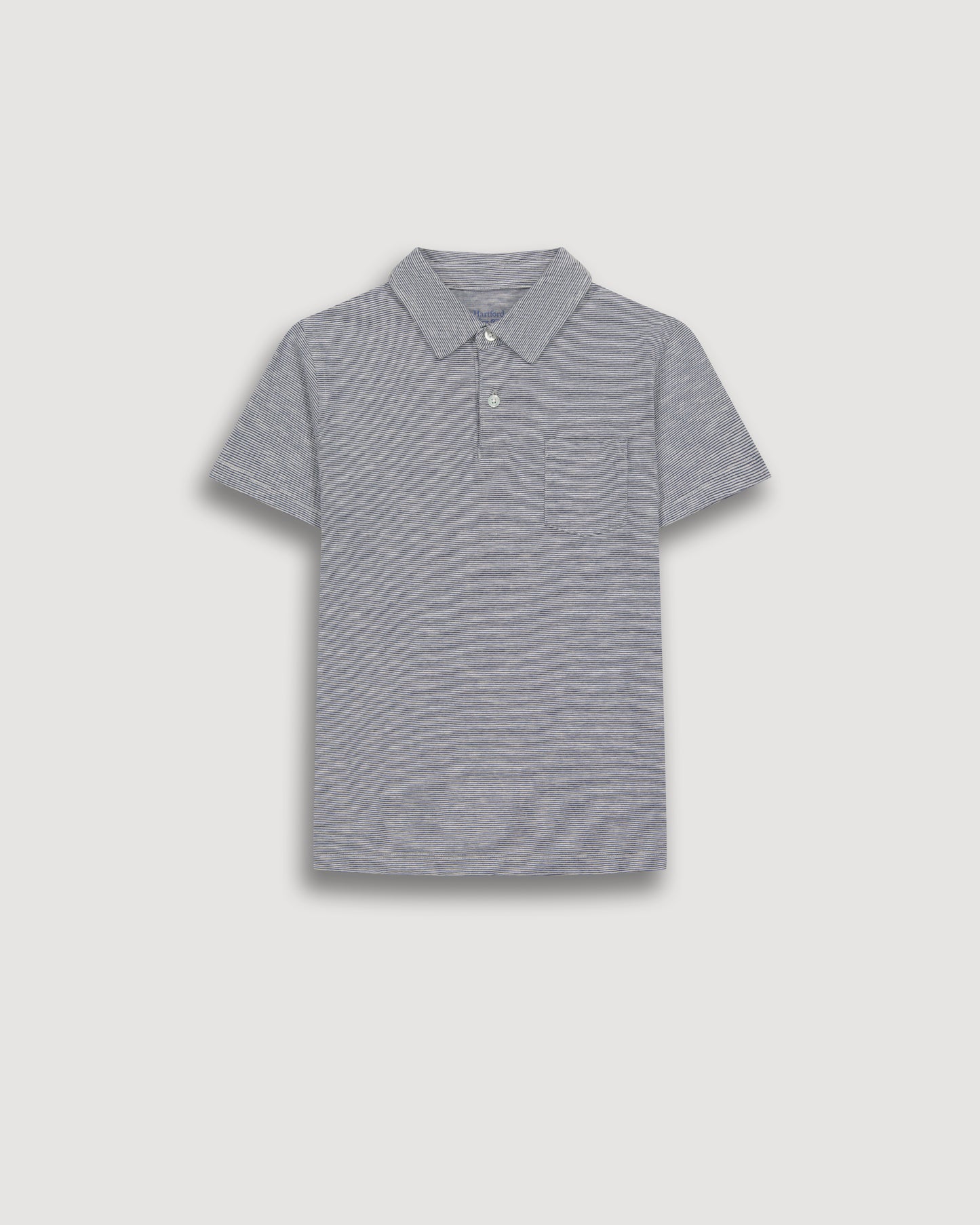 Polo Garçon en Coton Slub Rayé Bleu Marine & Ecru