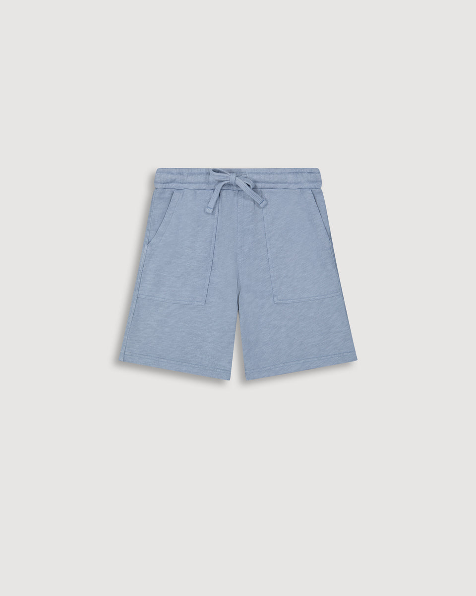 Boy's Blue Slub Cotton Shorts - Image principale