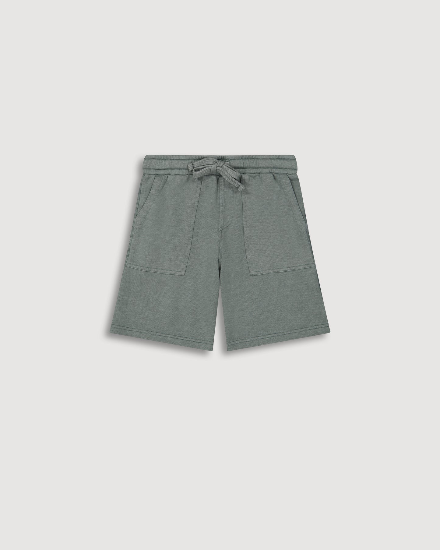 Short Garçon en Coton Flammé Vert Olive