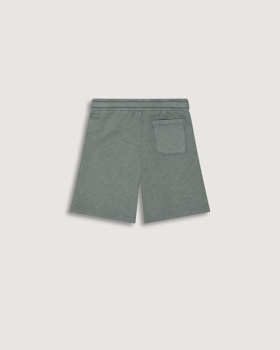 Boy's Olive Green Slub Cotton Shorts - Image alternative