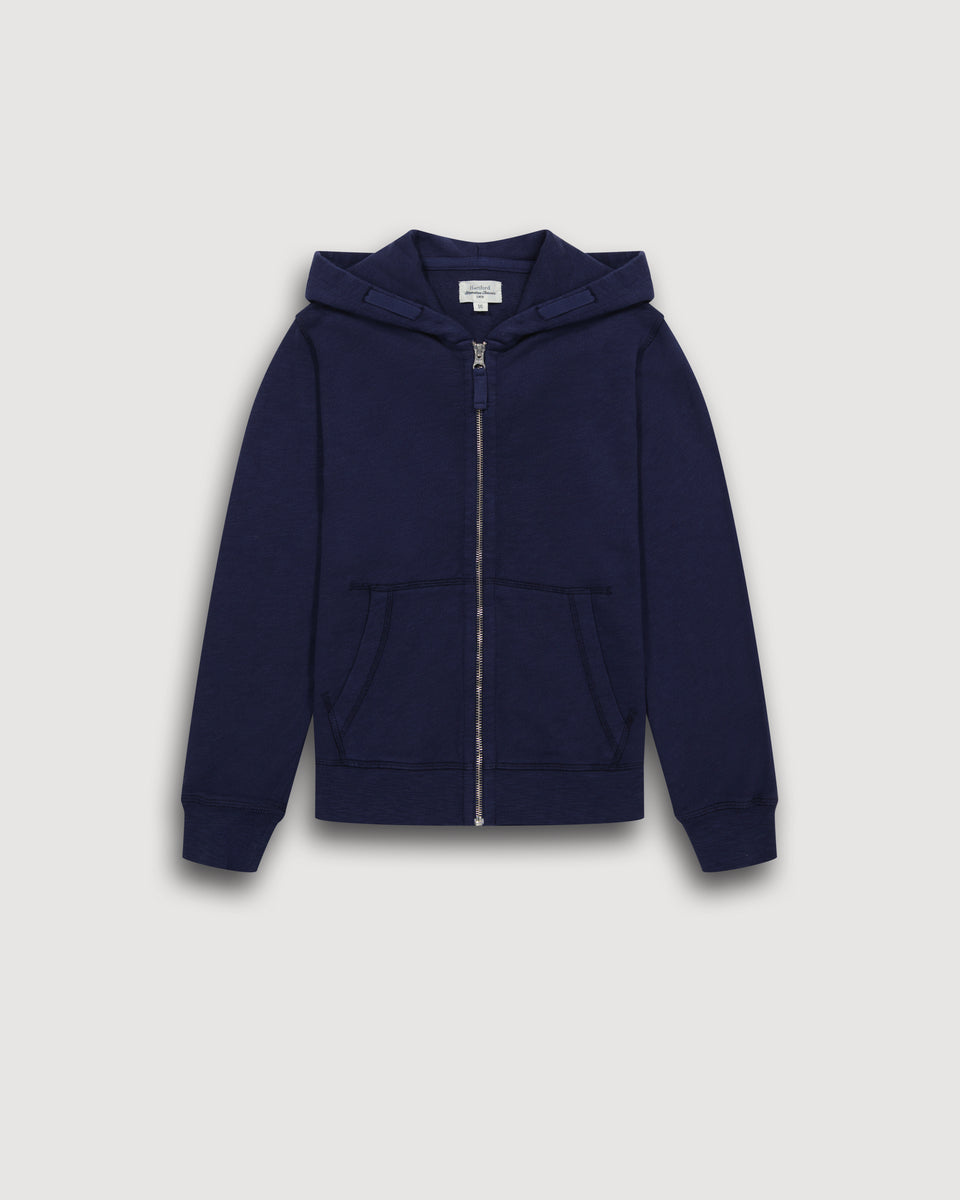 Hoody Boy's Deep Blue Slub Cotton Sweatshirt - Image principale