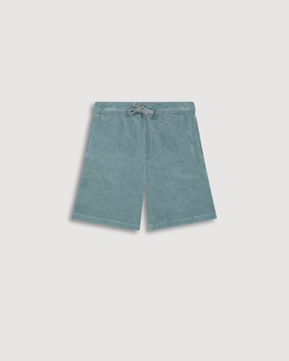 Boy's Celadon Green Terry Shorts - Image principale