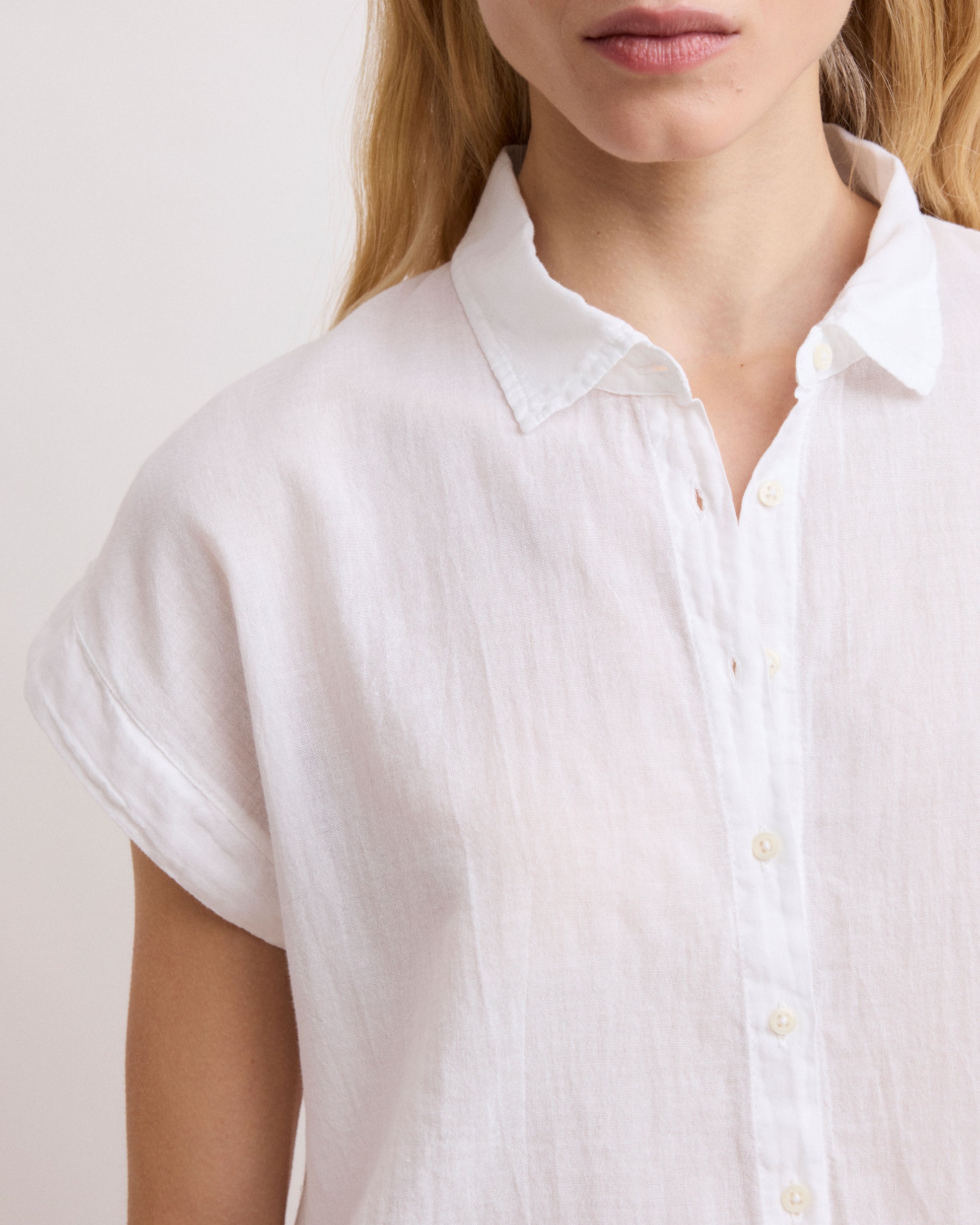 Chemise Femme en Coton Bi-Matière BlancTeno