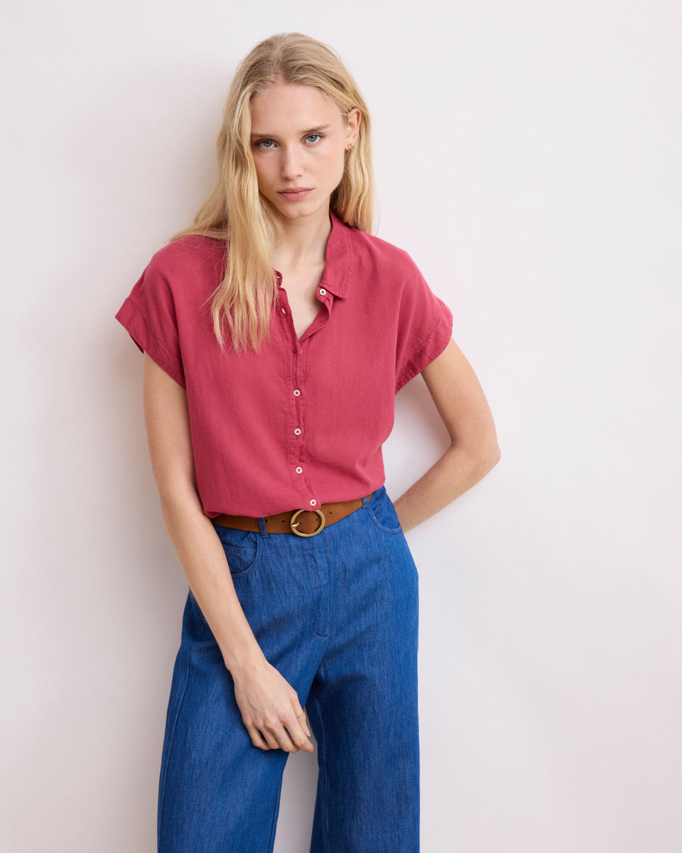 Teno Women's Raspberry Double Fabric Cotton Shirt - Image principale