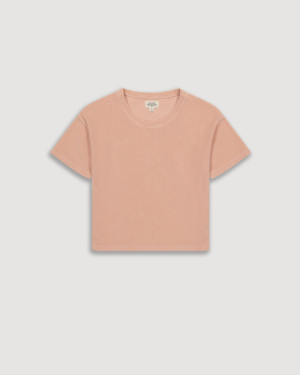 Tetua Girl's Pink Terry T-shirt - Image principale