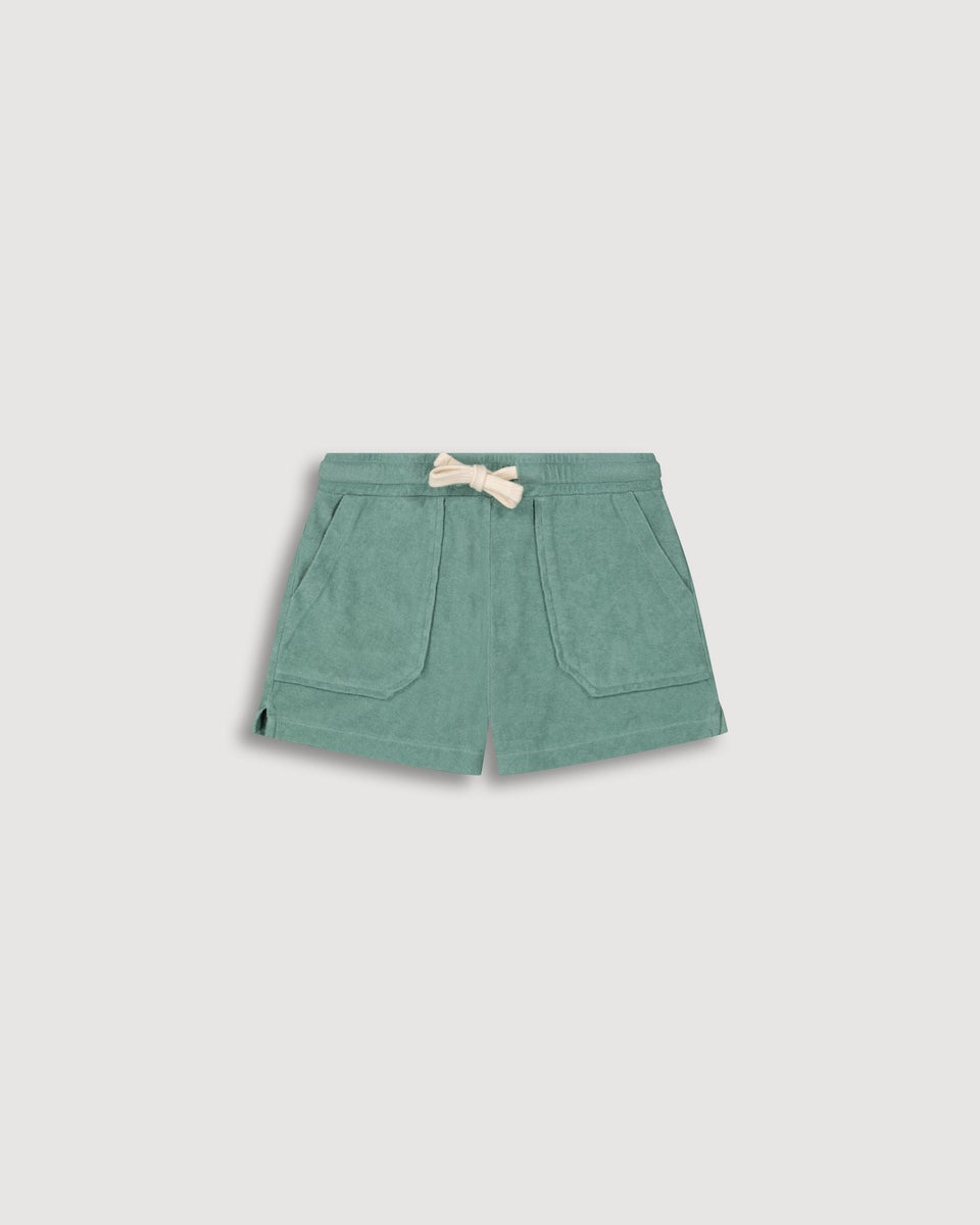 Tivu Girl's Green Agave Terry Shorts - Image principale