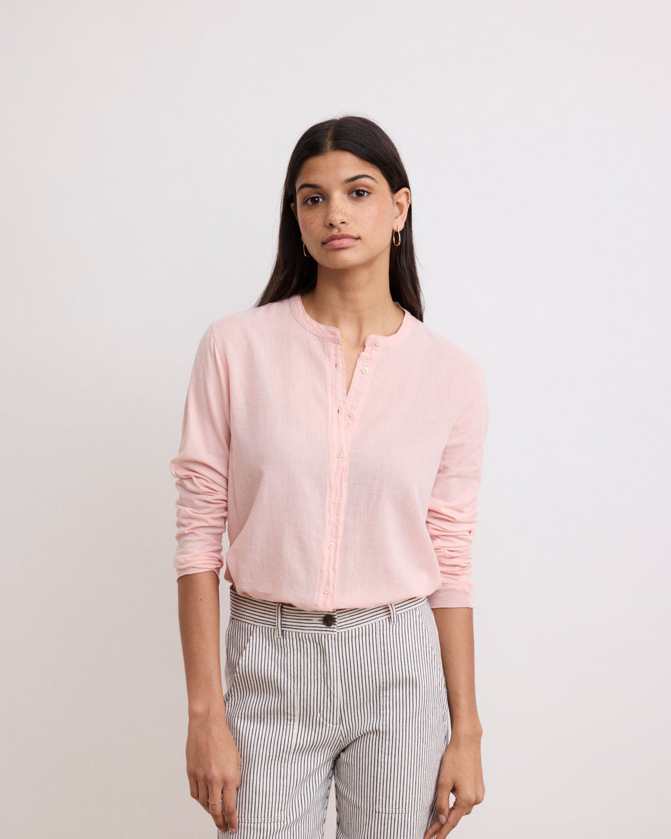 Chemise Femme en Coton Bi-Matière Rose Taha - Image principale