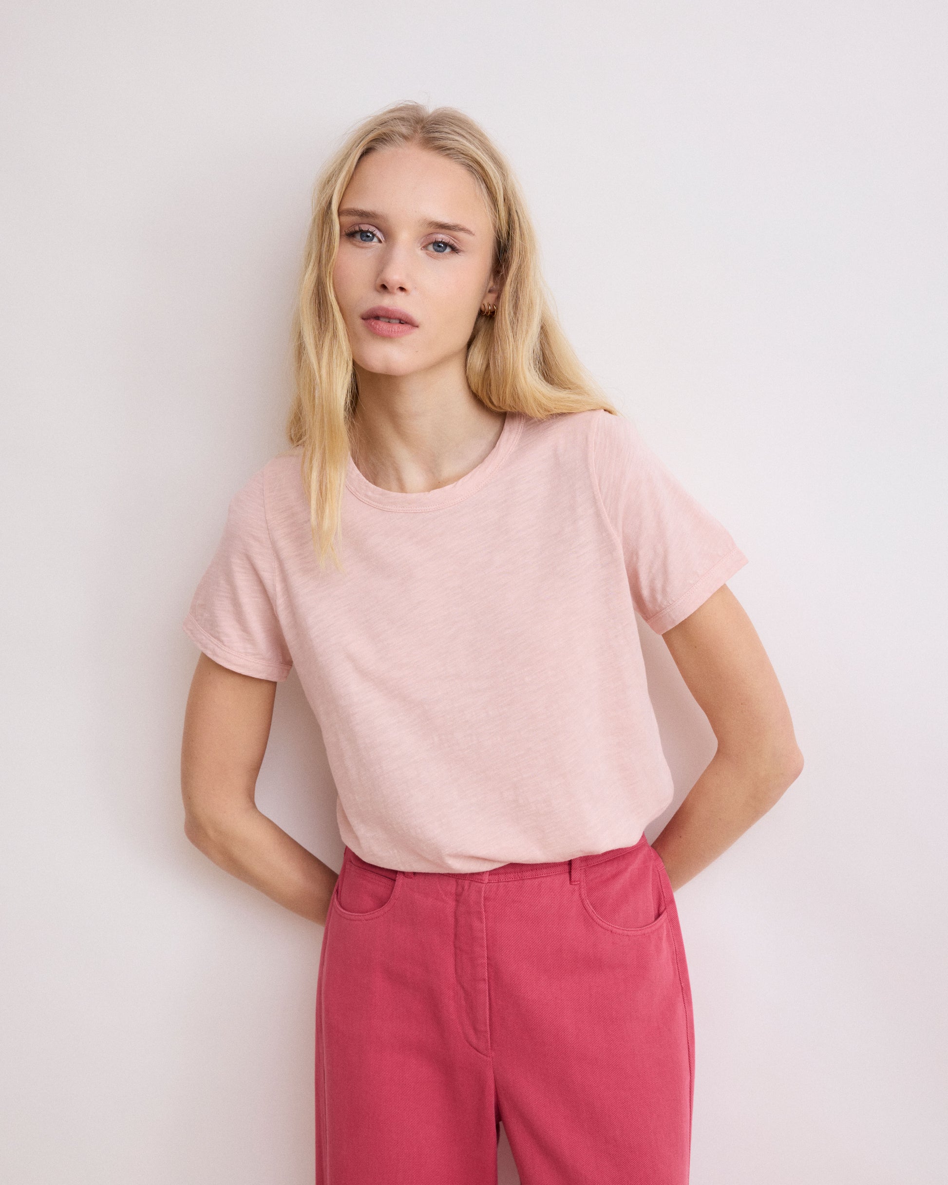 Tee Shirt Femme en Coton flammé Rose Teano