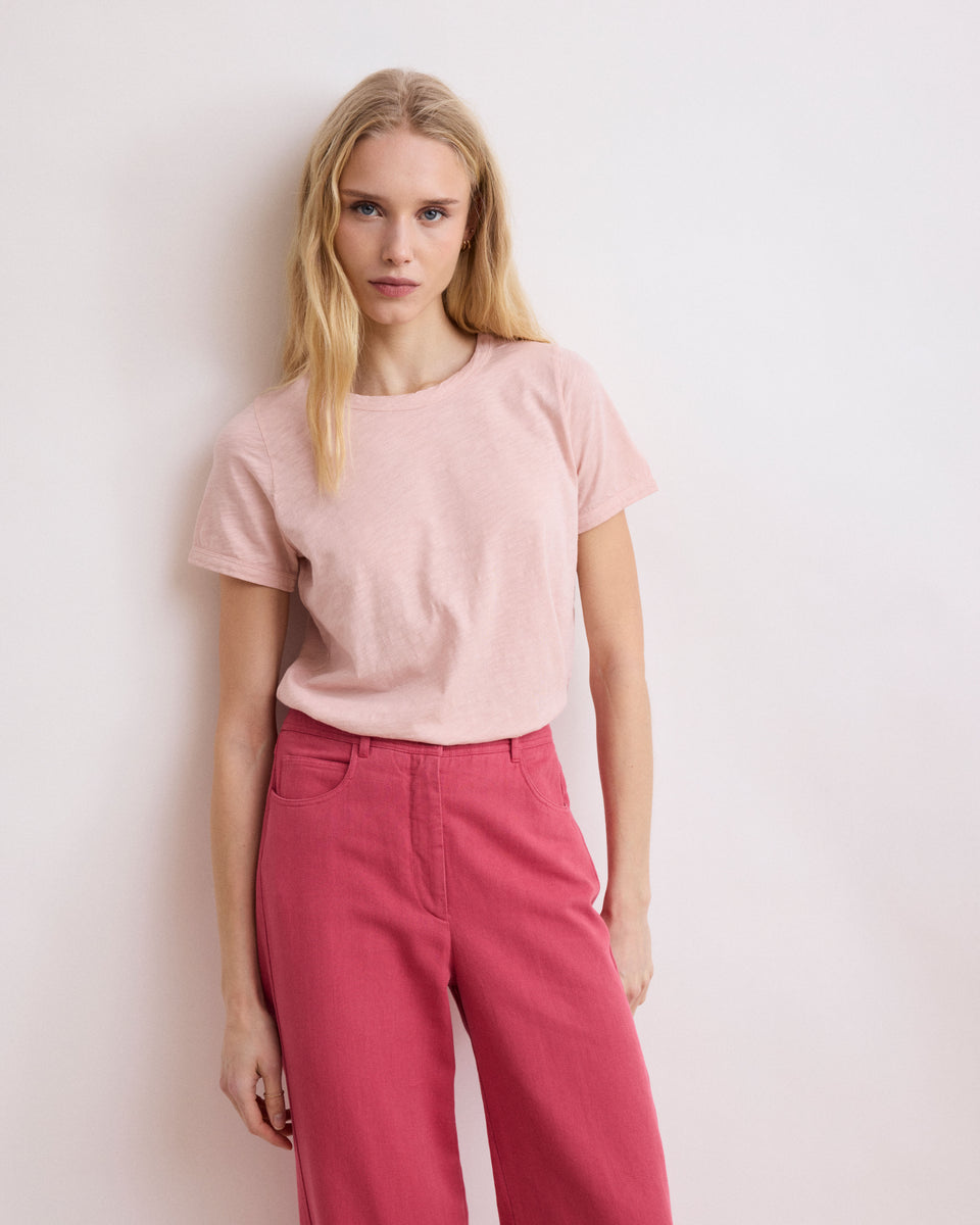 Tee Shirt Femme en Coton flammé Rose Teano - Image 3