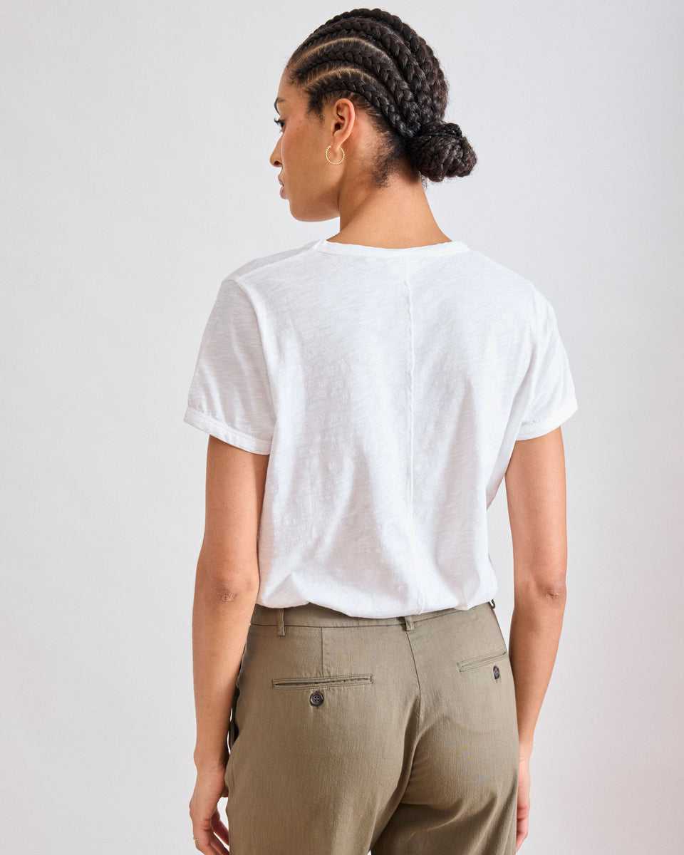 Toudo Women's White Slub Cotton T-shirt - Image 3