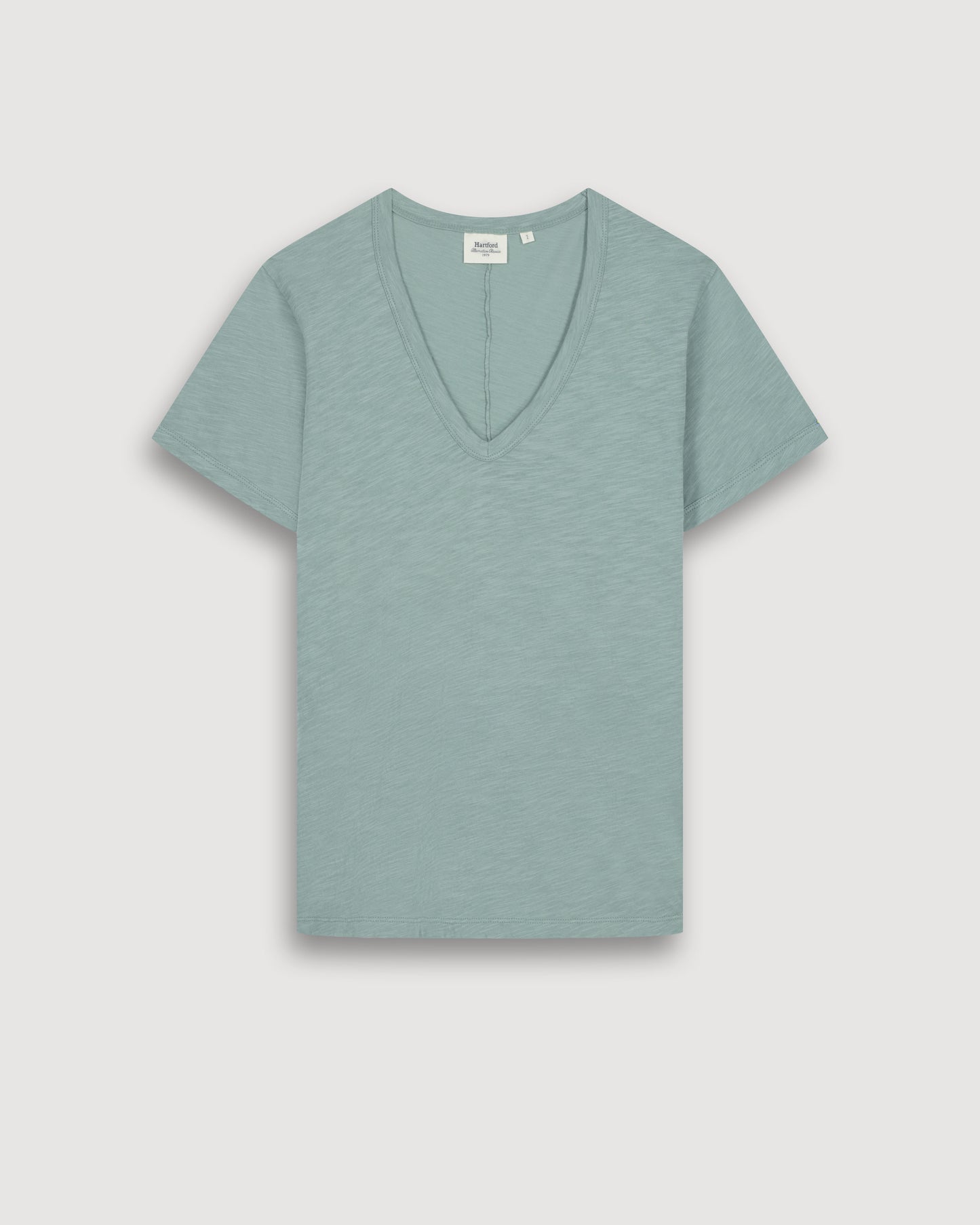 Tee Shirt Femme en Coton flammé Vert Agave Toudo