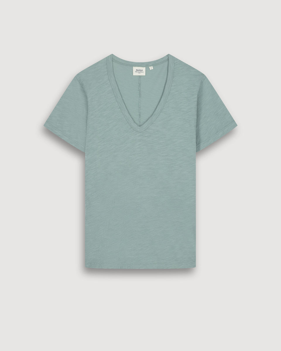 Toudo Women's Agave Green Slub Cotton T-shirt - Image 3