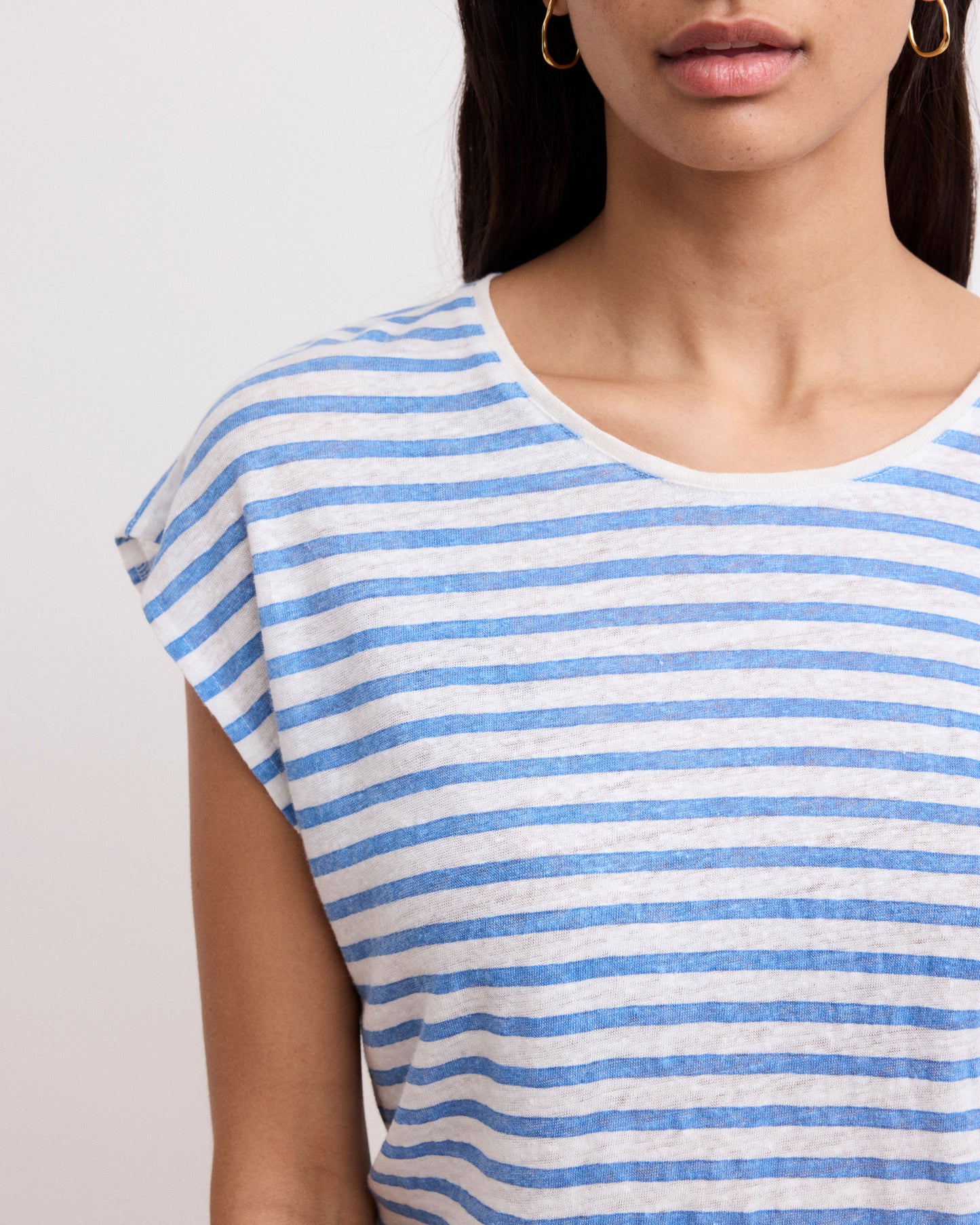 Tee Shirt Femme en Lin Bleu Tarjei