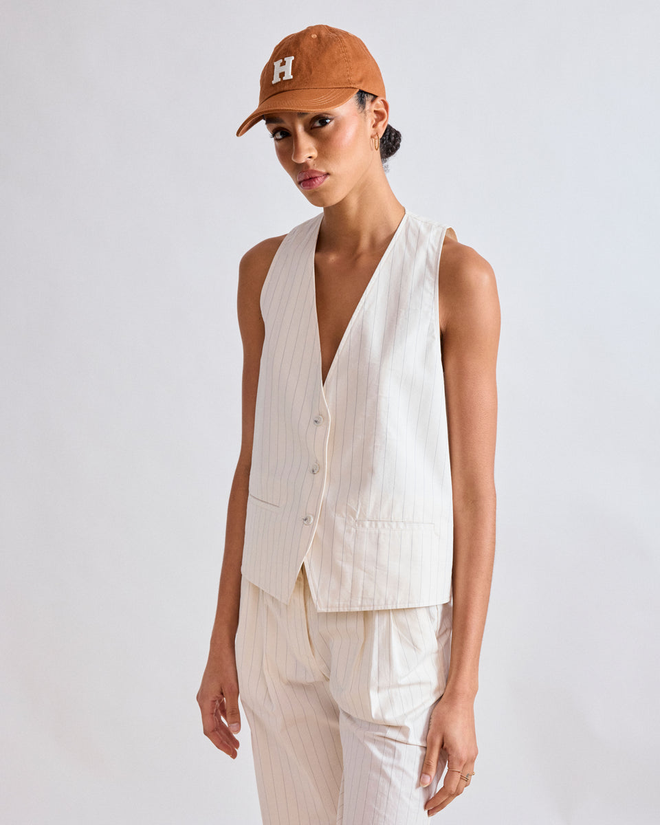 Vax Women's Off-White Striped Poplin Vest - Image alternative