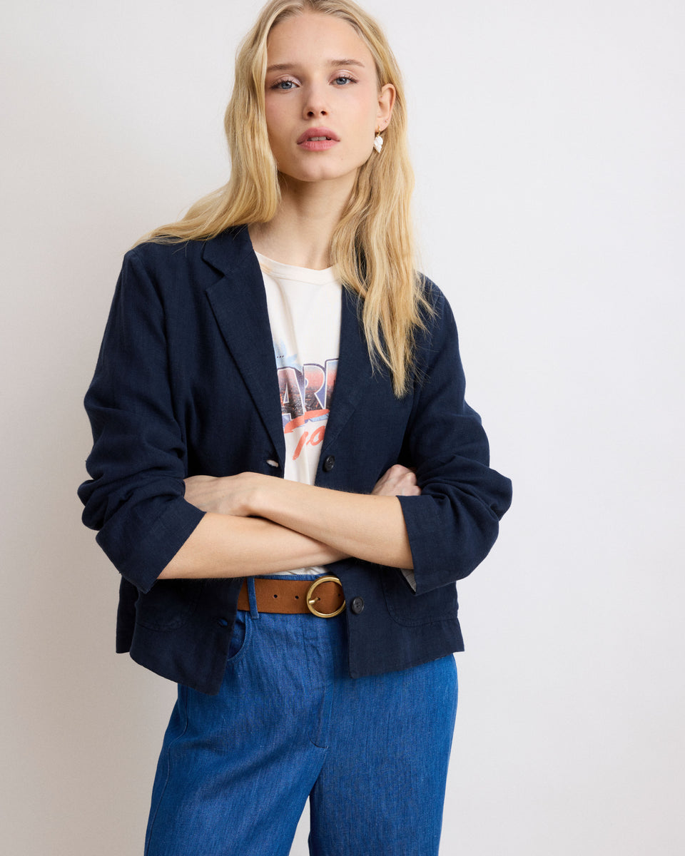 Chaqueta Vizir de lino azul marino para mujer - Image alternative