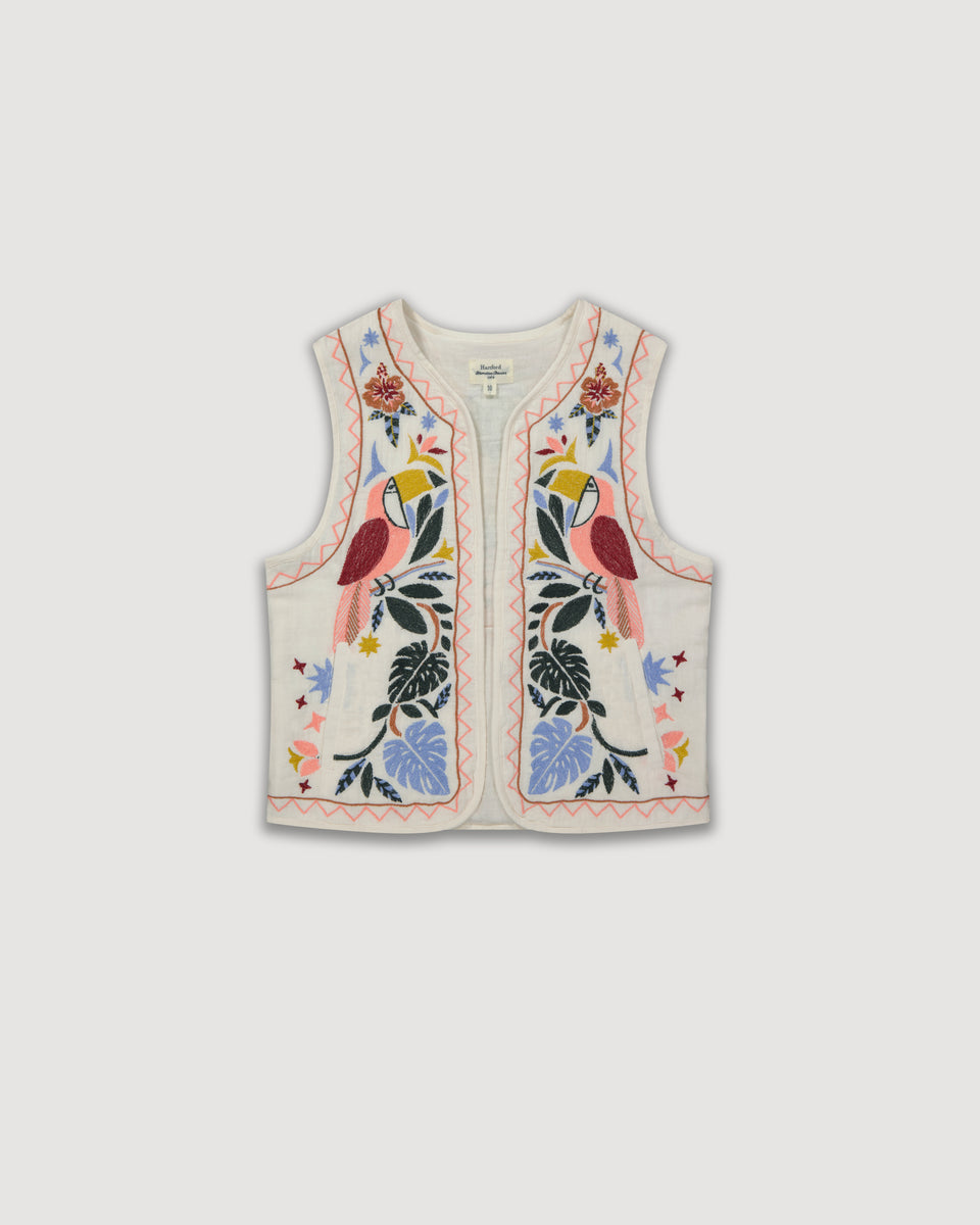 Viva Girl's Multicolor Embroidered Cotton Gauze Jacket - Image principale