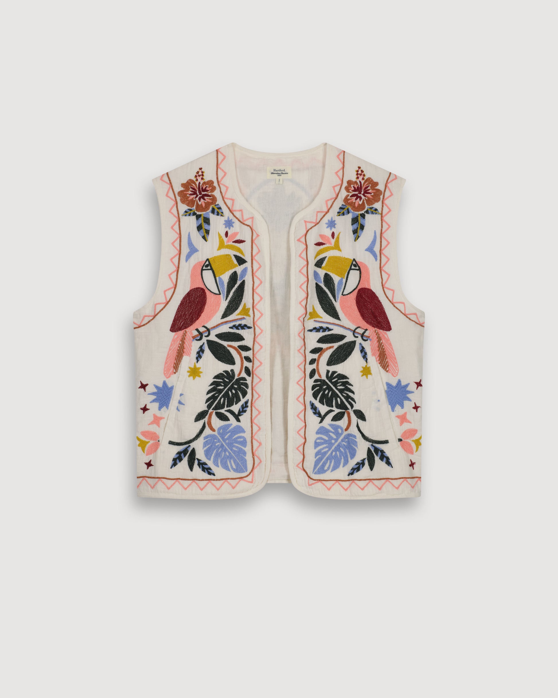 Veste Femme en Gaze de Coton Brodée Multicolore Viva BDVK555-01