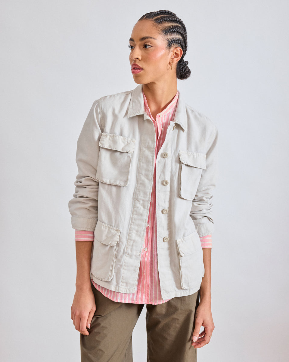 Vea Women's Beige Cotton & Linen Jacket - Image principale