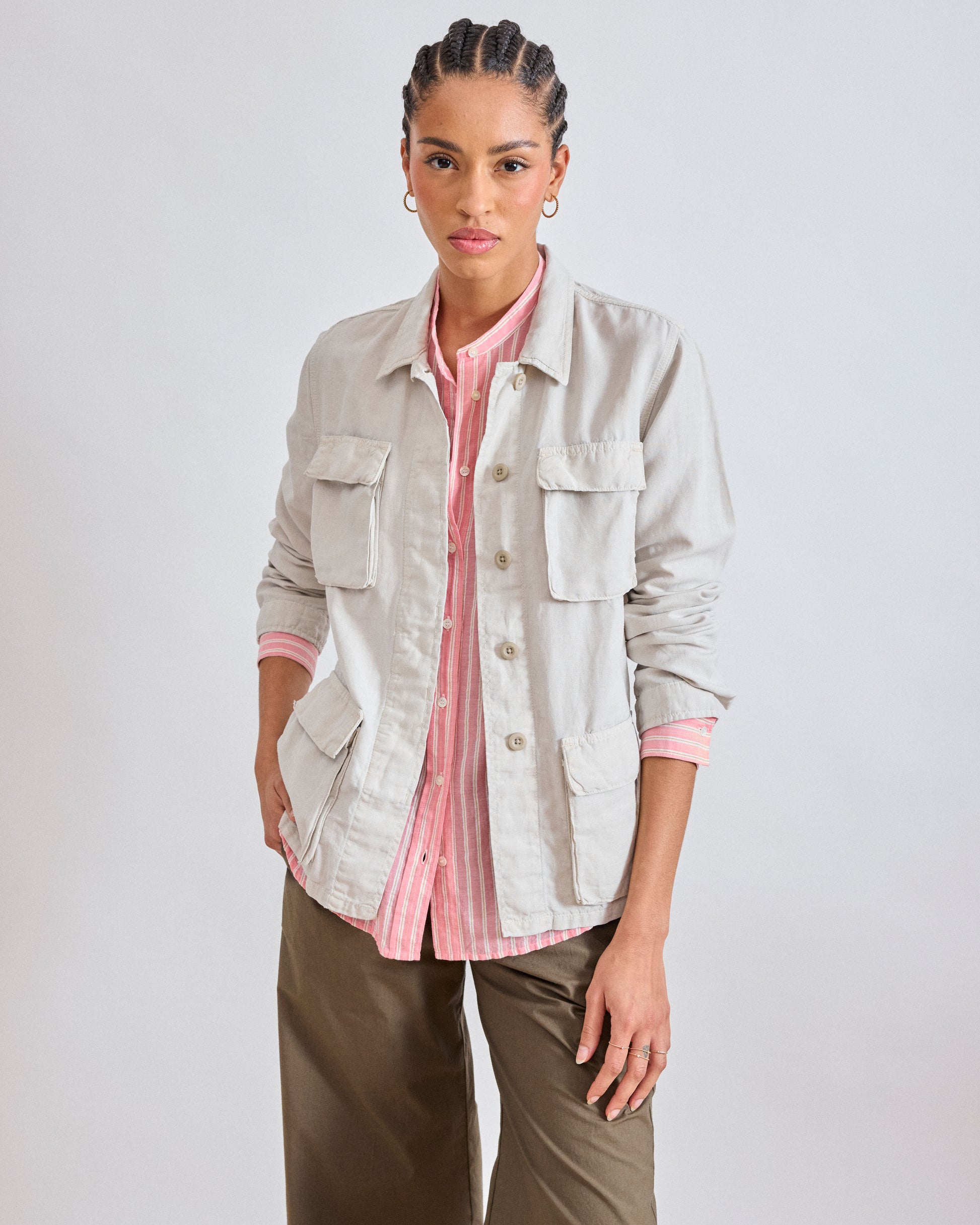 Veste Femme en Coton & Lin Beige Vea