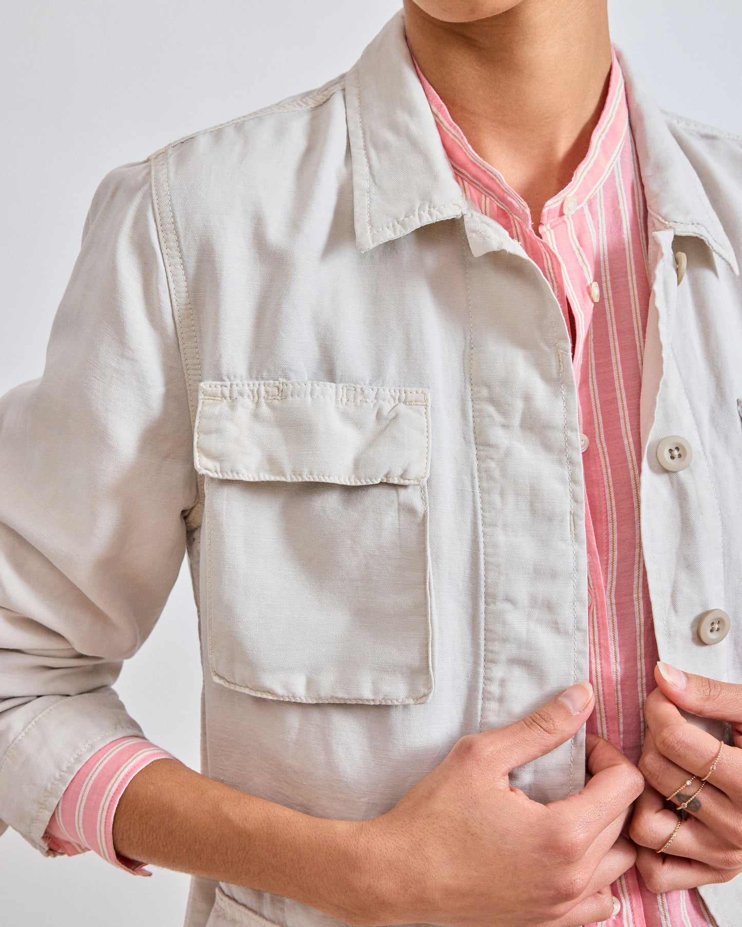 Veste Femme en Coton & Lin Beige Vea