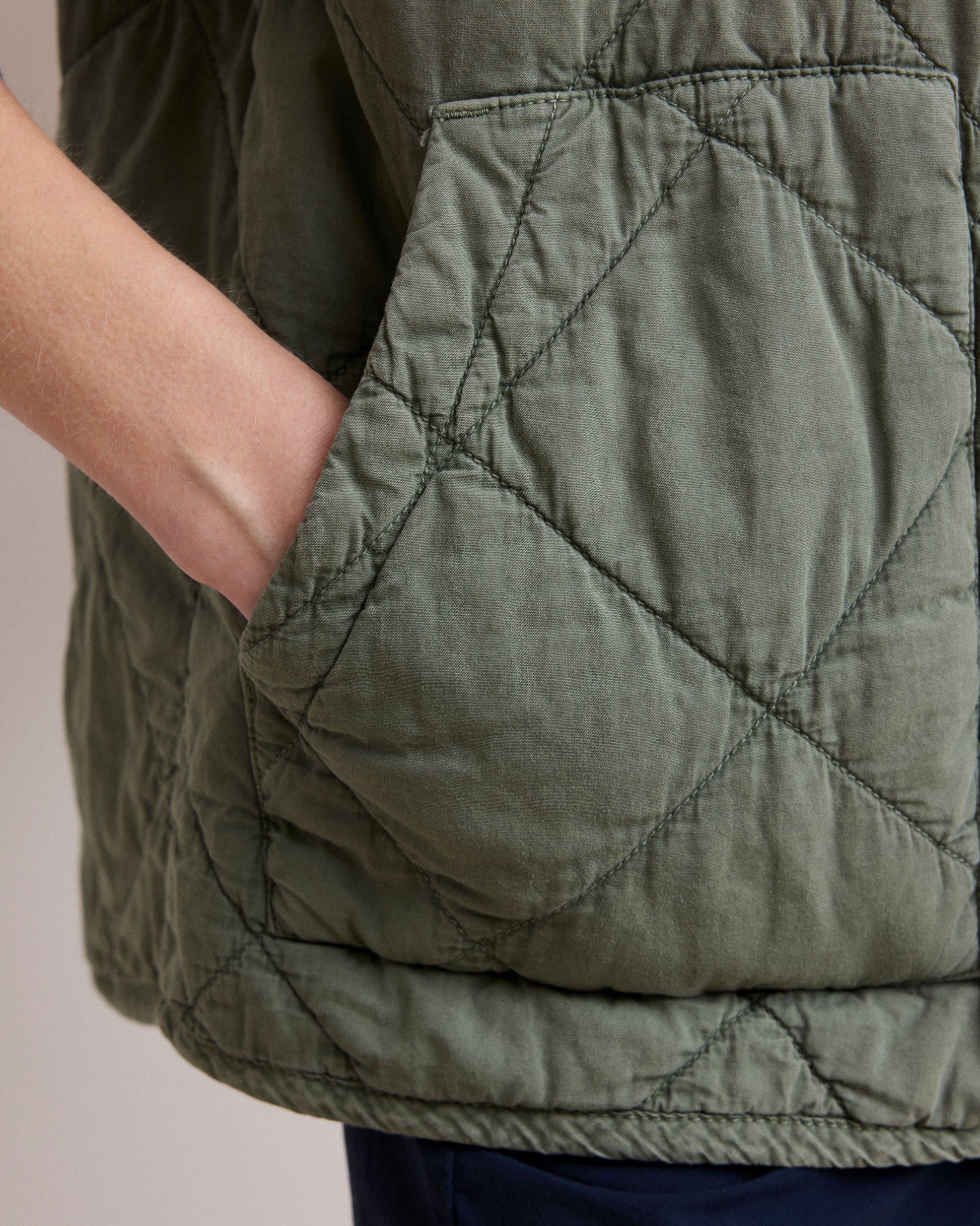 Veste Femme en Gabardine de Coton Matelassée Vert Militaire Vamos