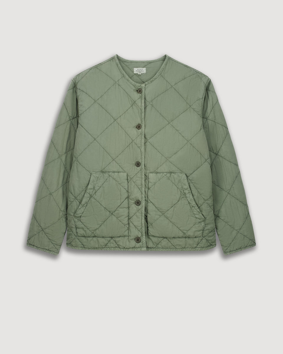 Veste Femme en Gabardine de Coton Matelassée Vert Militaire Vamos - Image 3