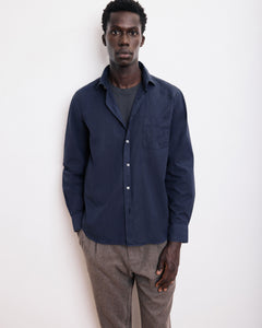 Chemise Homme en Gabardine de Coton Bleu Marine Paul