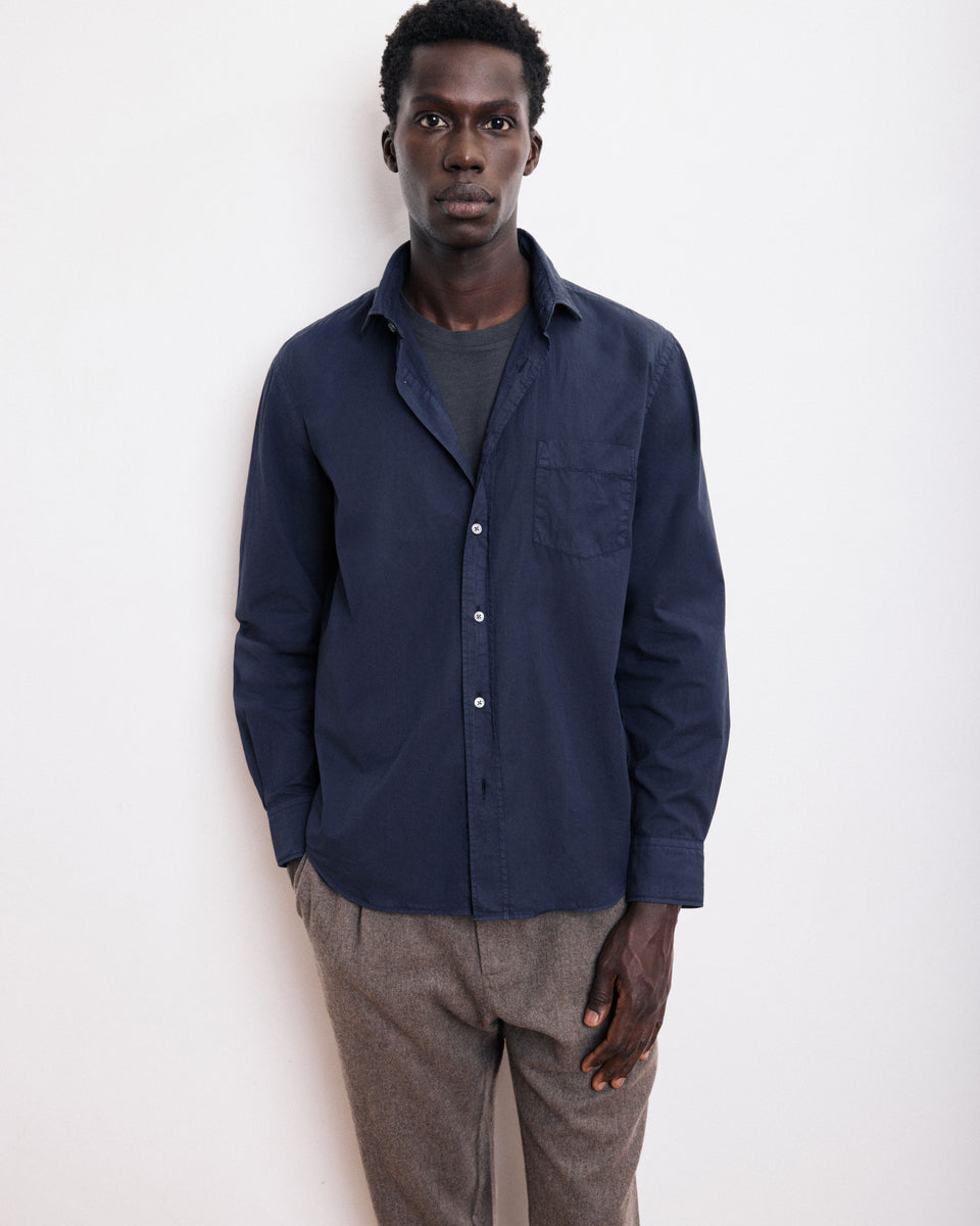 Paul Men's Navy Blue Cotton Twill Shirt - Image principale