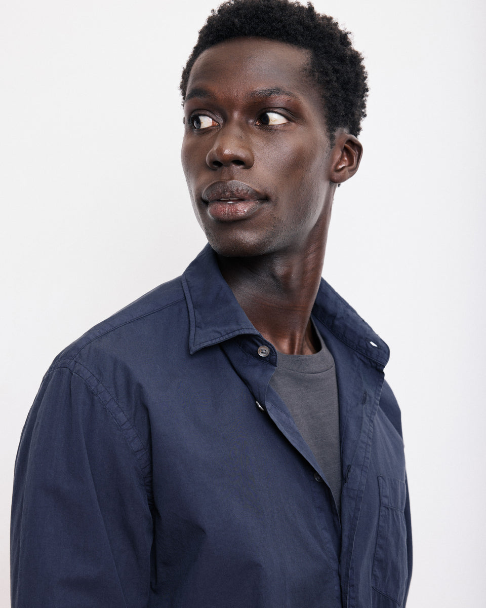 Paul Men's Navy Blue Cotton Twill Shirt - Image alternative