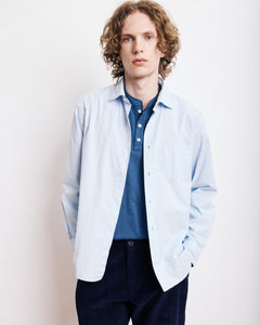 Chemise Homme en Gabardine de Coton Bleu Ciel Paul