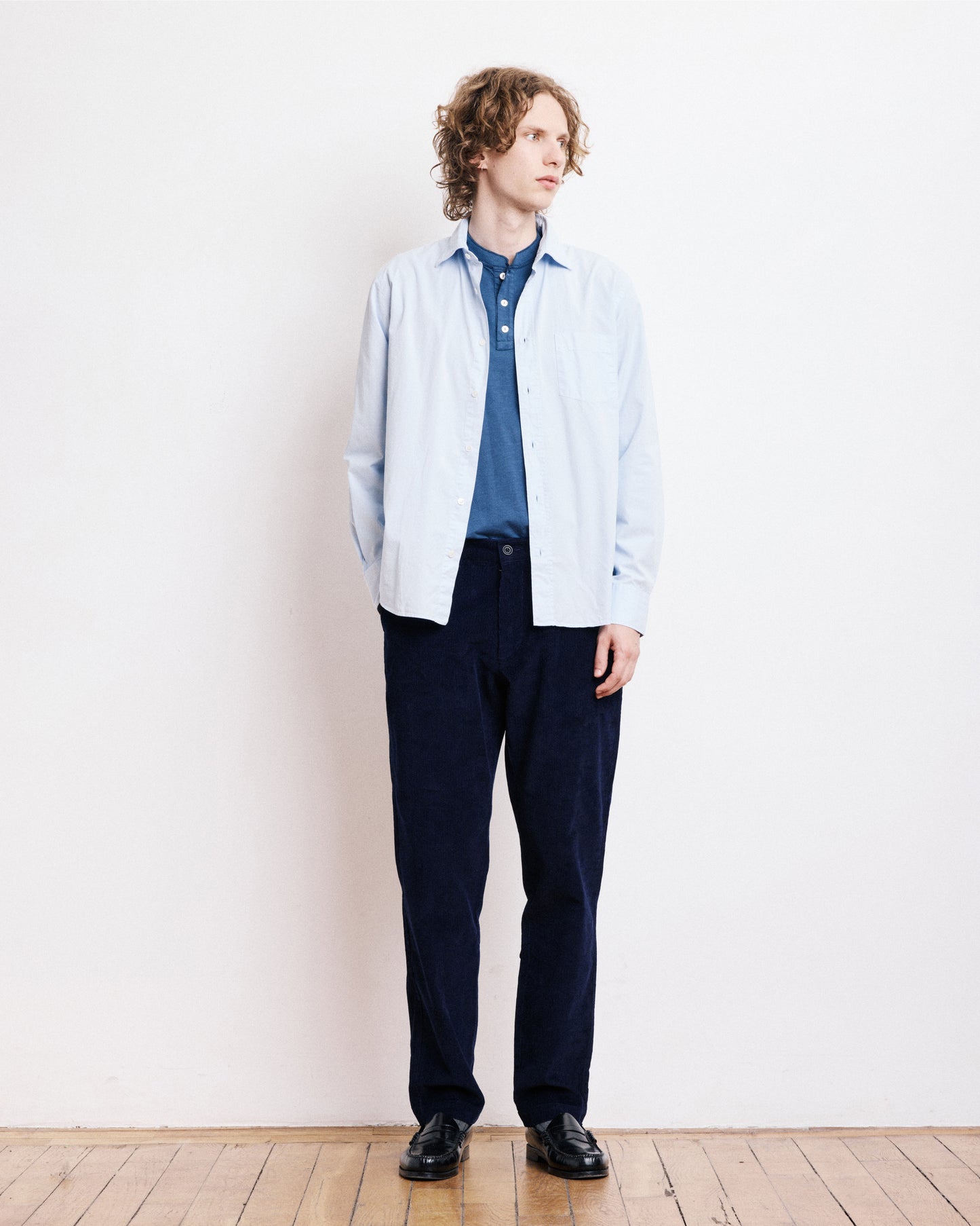 Chemise Homme en Gabardine de Coton Bleu Ciel Paul