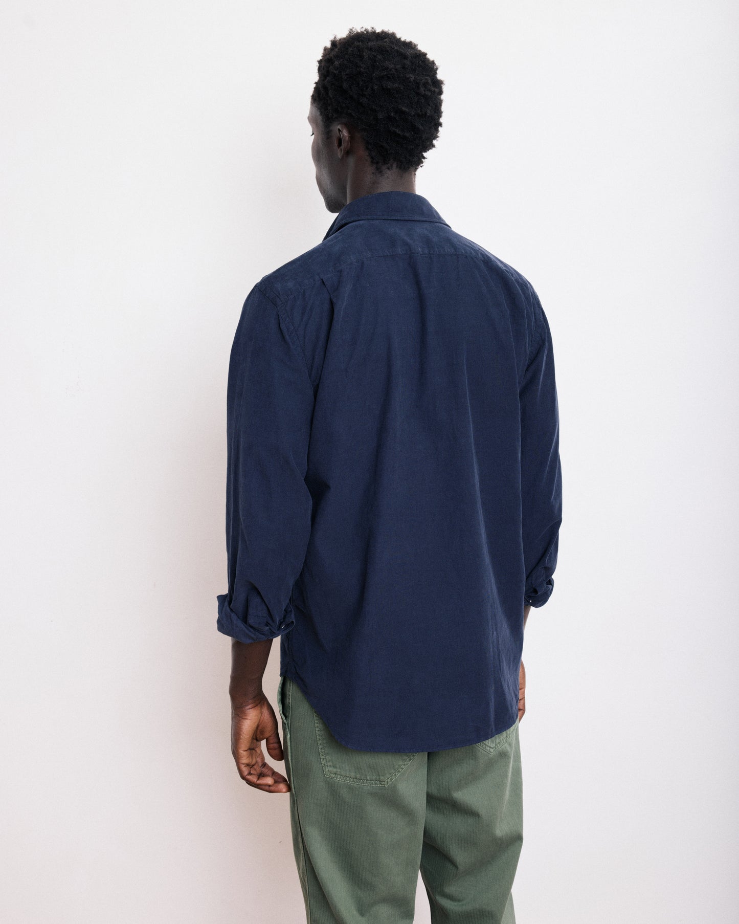 Chemise Homme en Velours Côtelé Bleu Marine Paul