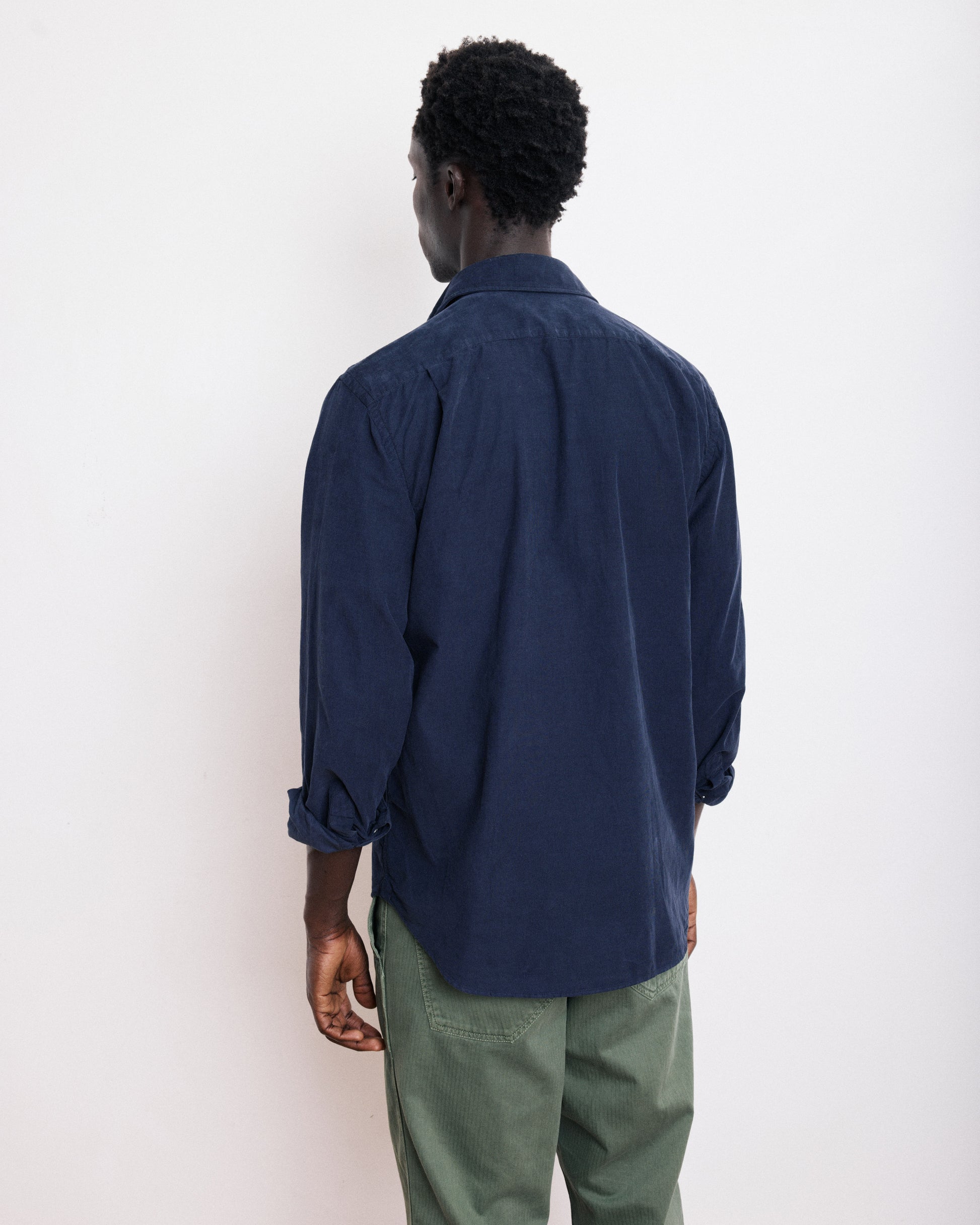 Chemise Homme en Velours Côtelé Bleu Marine Paul
