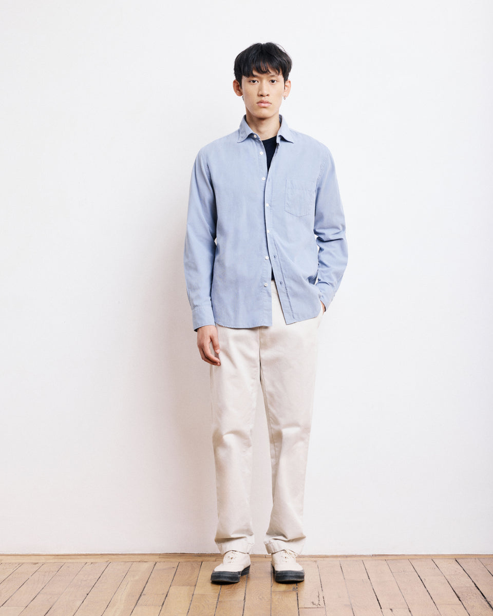 Chemise Homme en Velours Côtelé Bleu Paul - Image alternative