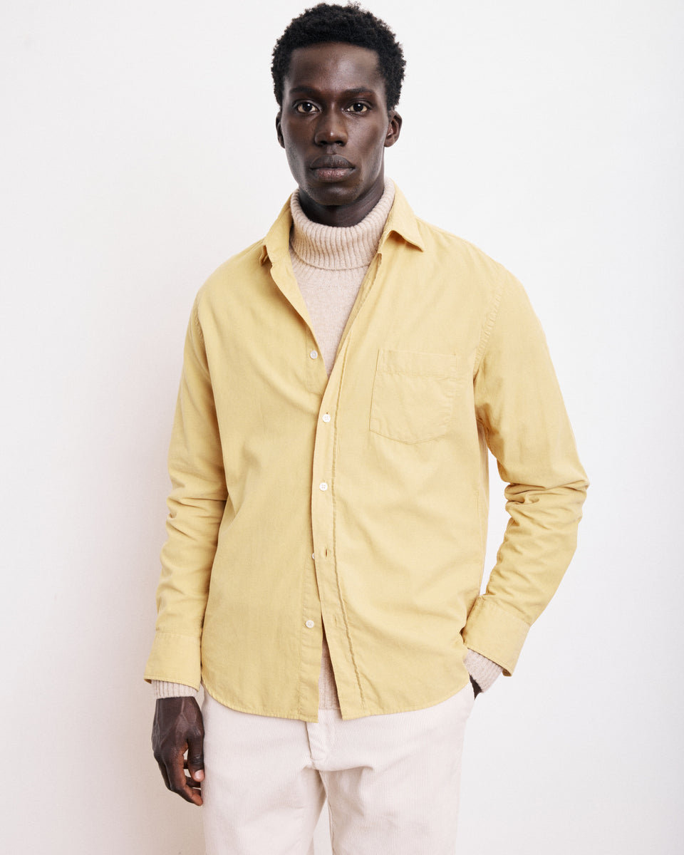 Paul Men's Yellow Thin Corduroy Shirt - Image principale