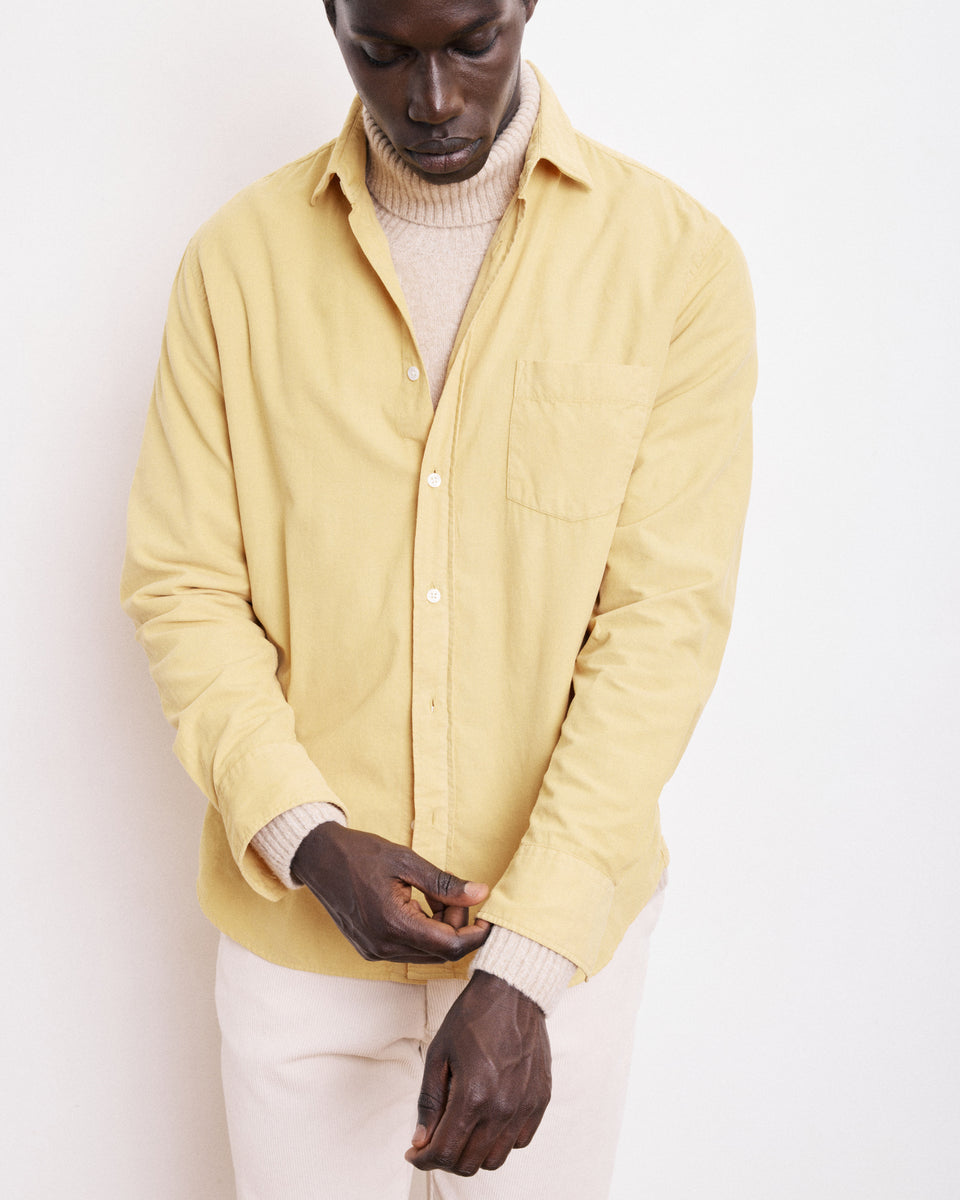 Paul Men's Yellow Thin Corduroy Shirt - Image alternative