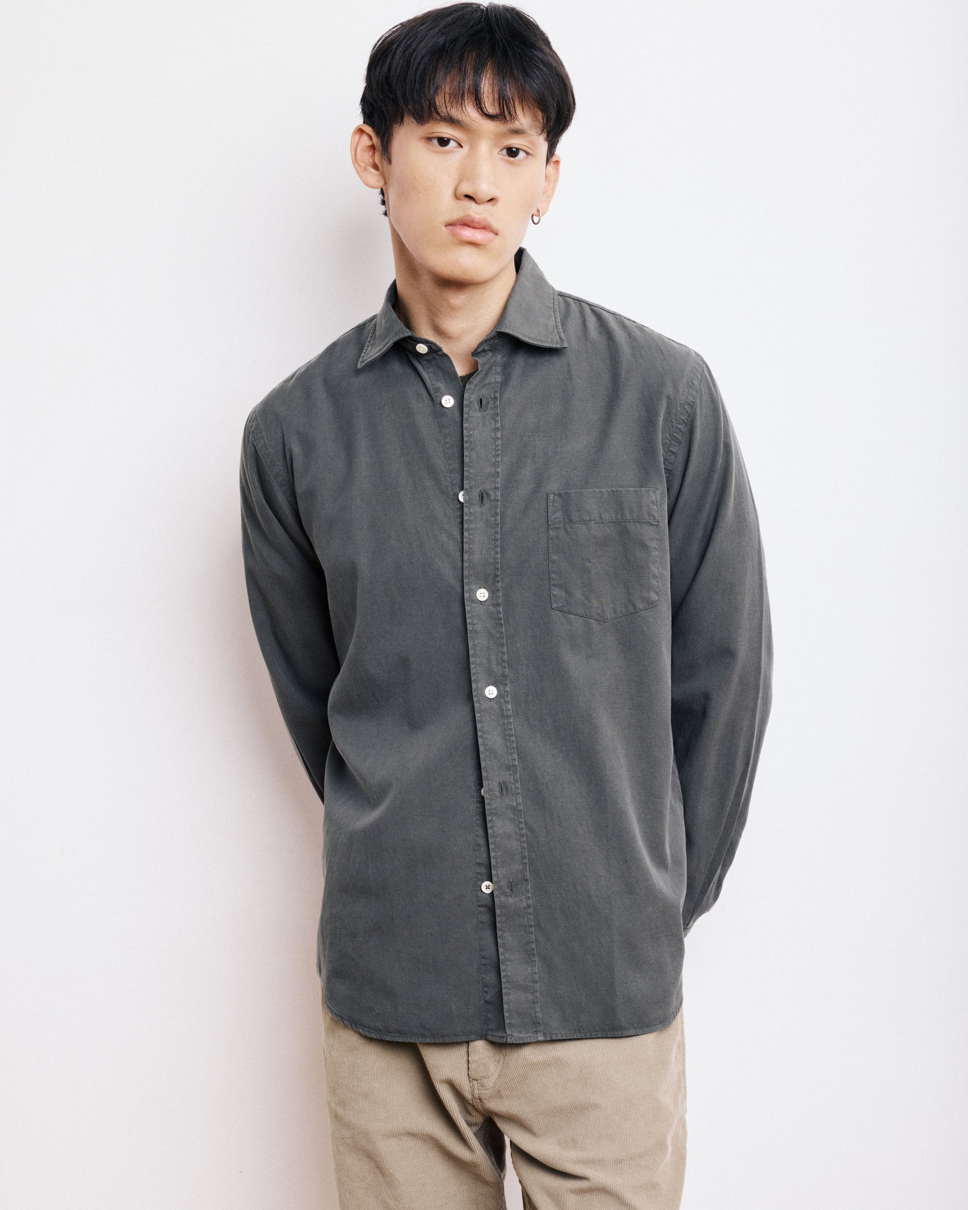 Chemise Homme en Tencel & Coton Vert Militaire Paul